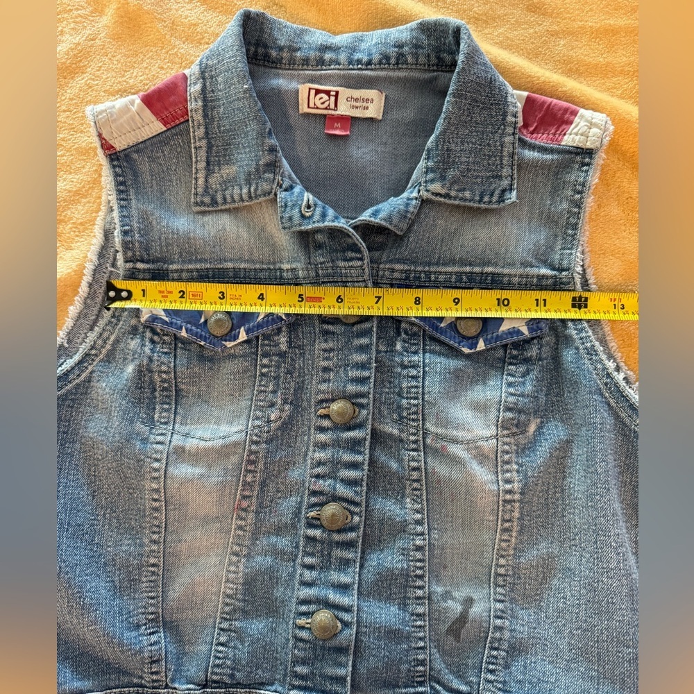 L.E.I. Stars & Stripes Chelsea Blue Jean Vest, Sleeveless- size M - Picture 14 of 16